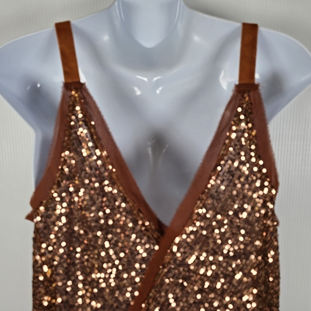 Free People Shimmer & Shine Bodysuit In The Color Sunset Sequins Size Small - Picture 9 of 16